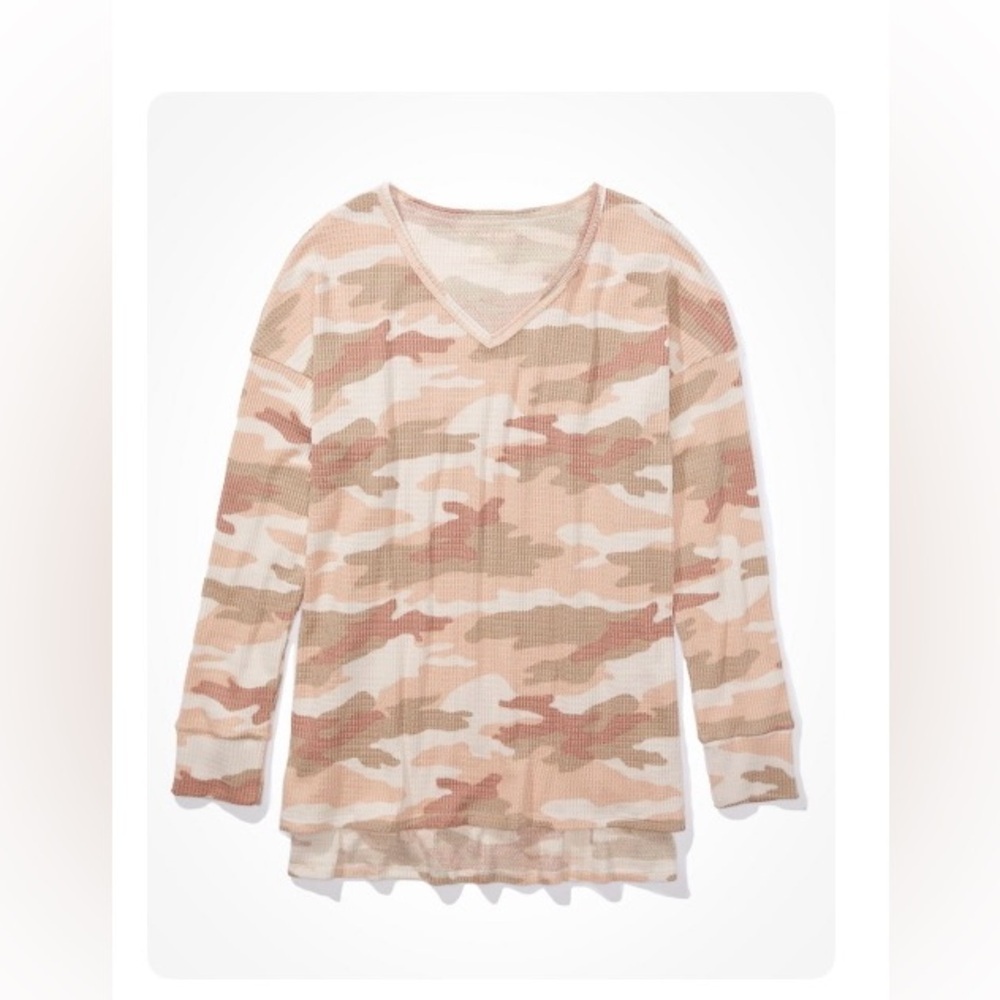 American Eagle, waffle knit camo long sleeve - Picture 1 of 3
